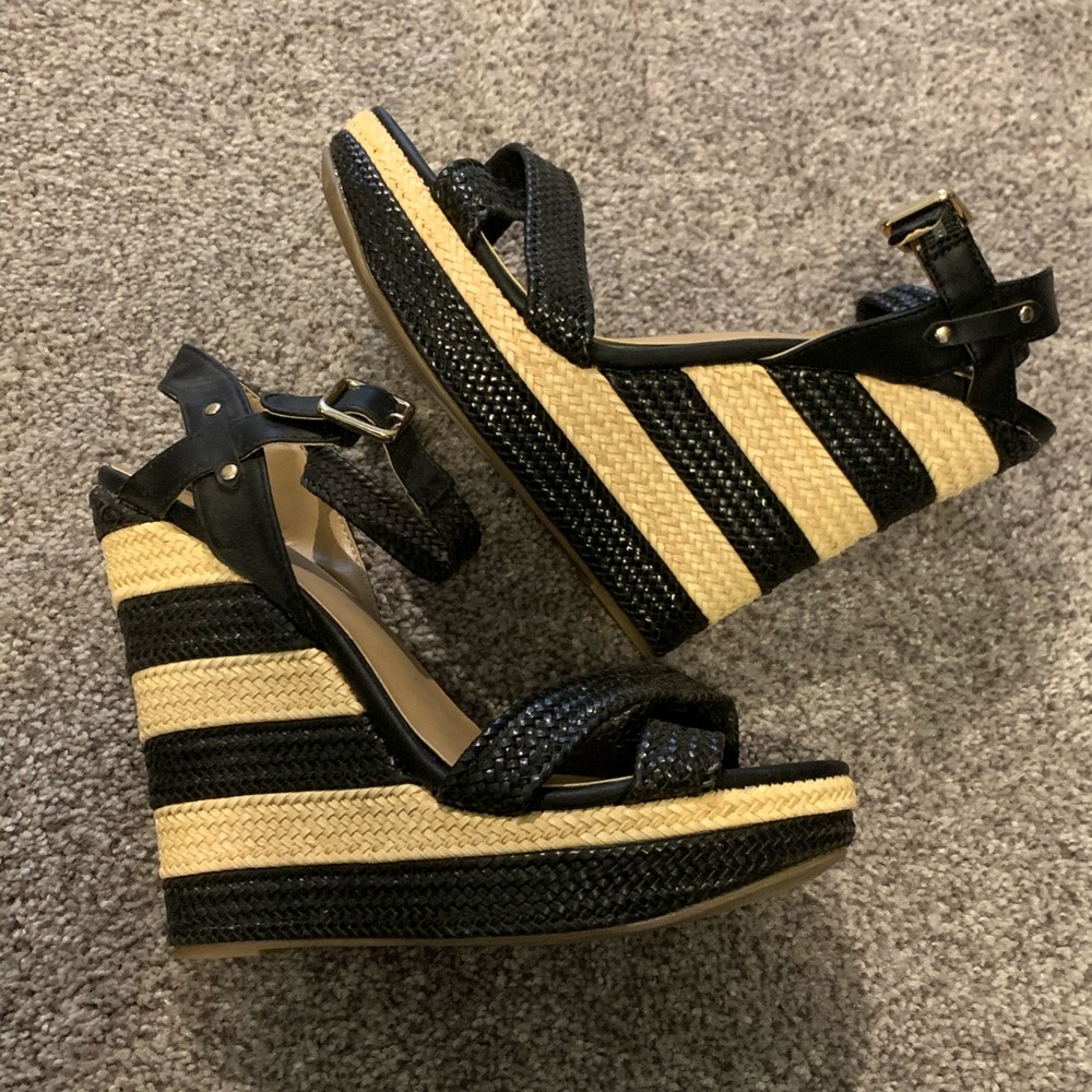 Mix No. 6 Striped Platform Wedge Shoes